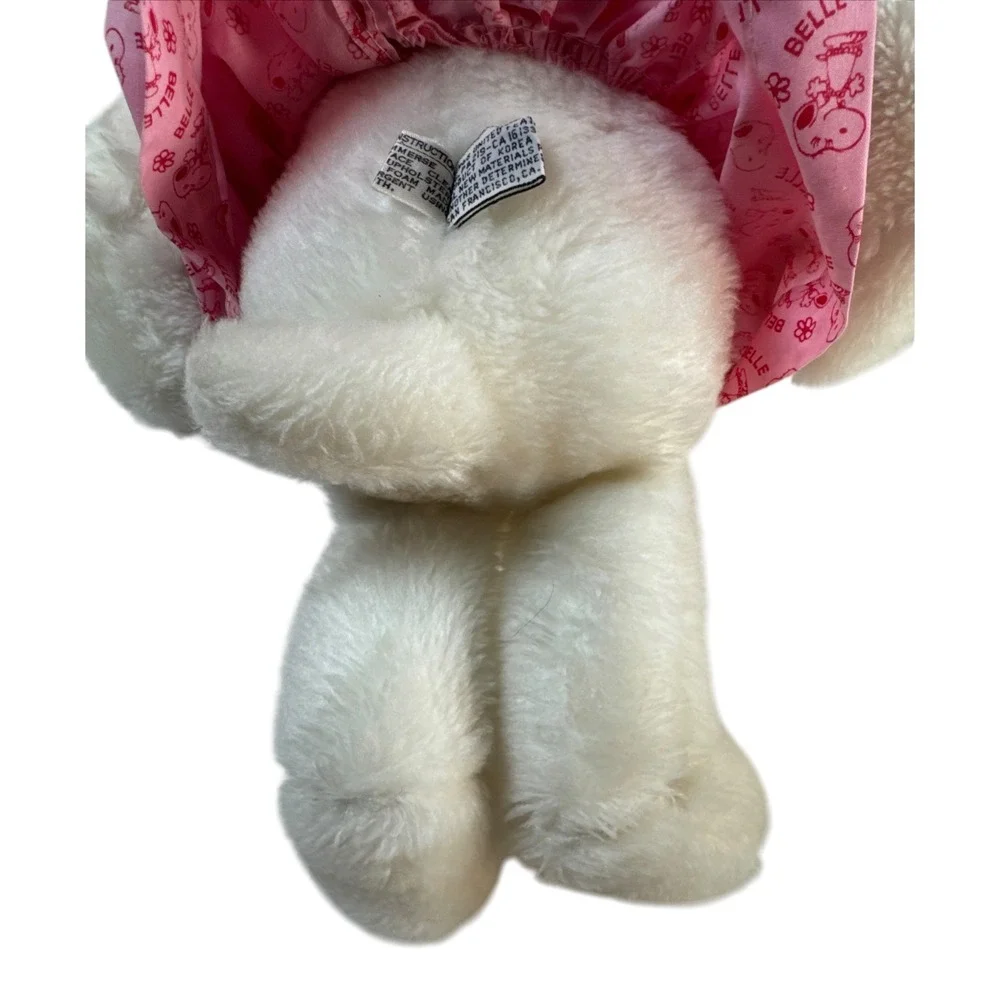 Peanuts Belle Plush Snoopy Sister Pink Dress Vintage Stuffed Animal Toy